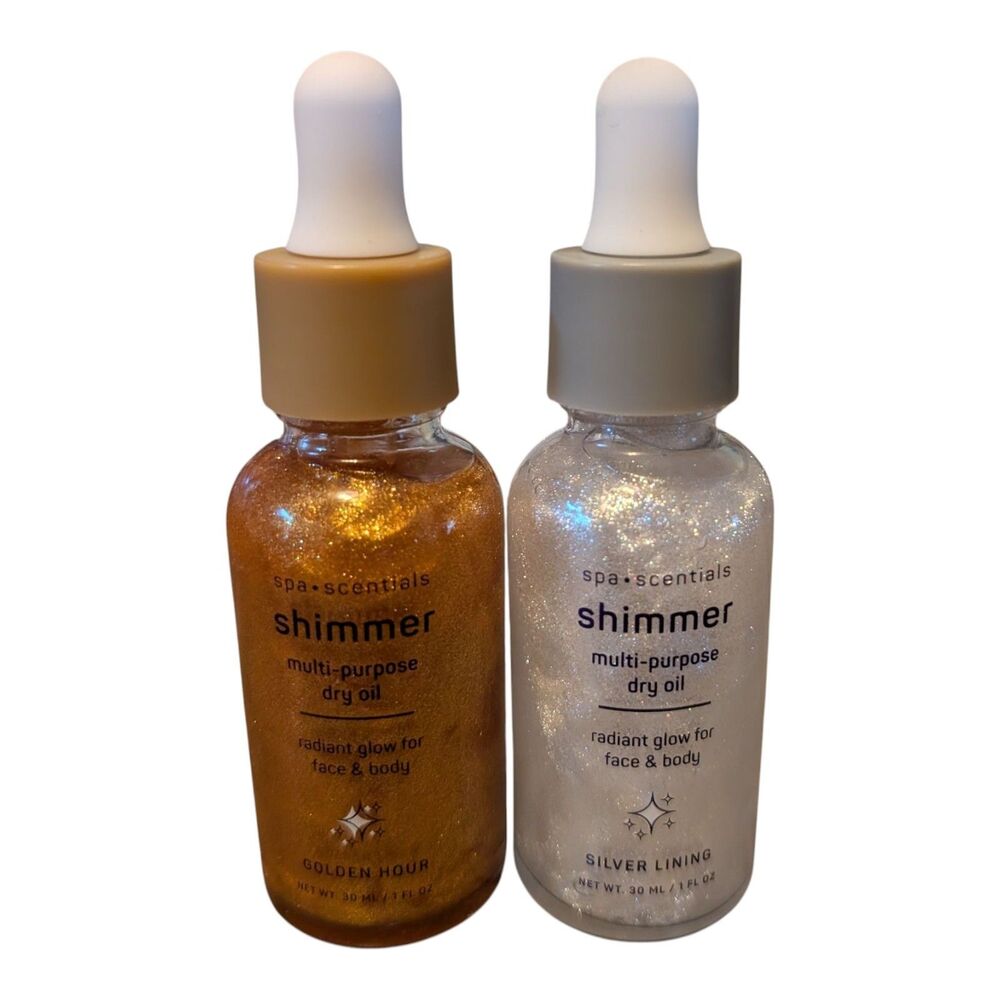 2X Spa Scentials Shimmer Multi-Purpose Dry Oil Golden Hour & Silver Lining New
